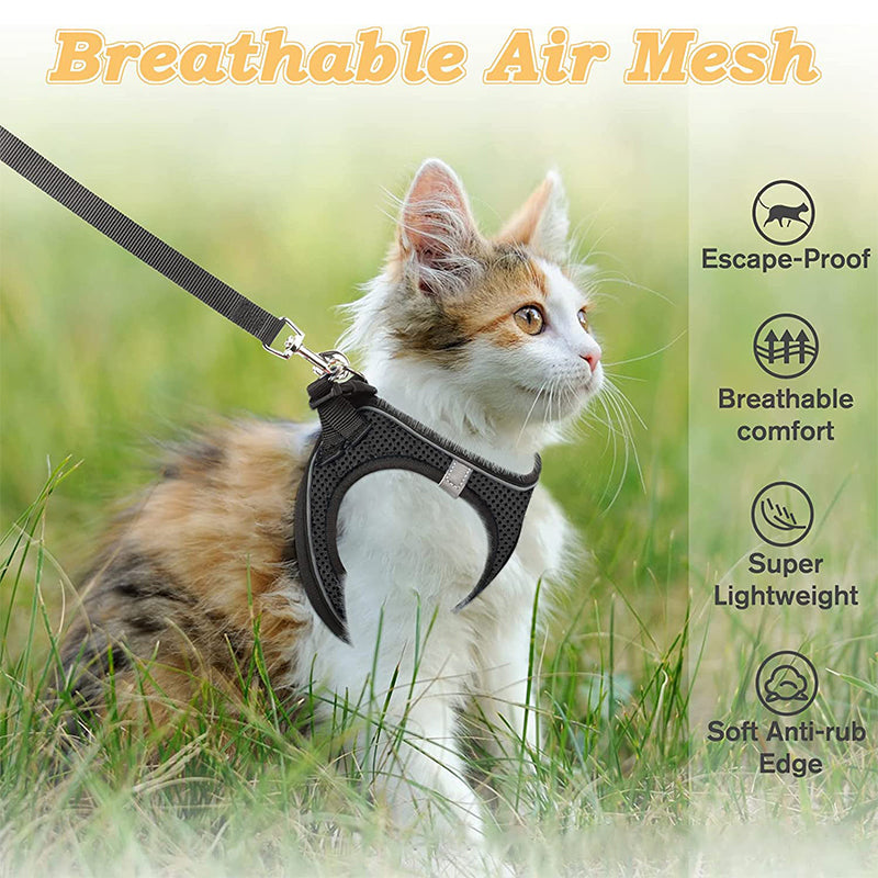 🐱🐶Reflective Mesh Harness and Leash Set for Cats & Small Dogs