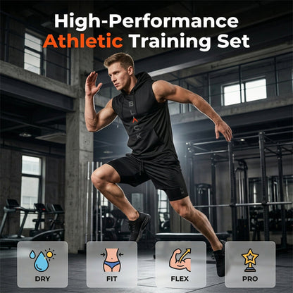 🏃 50% OFF NOW! 💪 Men’s Sleeveless Hoodie & Shorts Set – Athletic & Casual Fit – Breathable & Quick-Dry 🏋️‍♂️