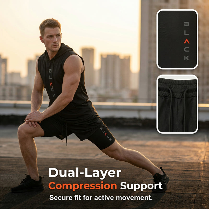 🏃 50% OFF NOW! 💪 Men’s Sleeveless Hoodie & Shorts Set – Athletic & Casual Fit – Breathable & Quick-Dry 🏋️‍♂️