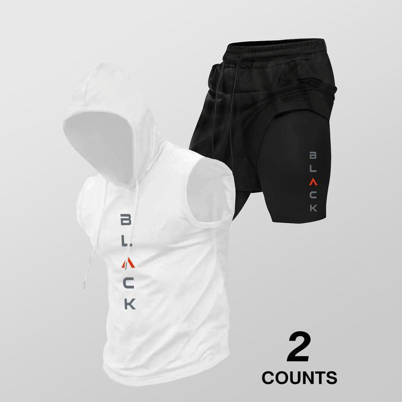 🏃 50% OFF NOW! 💪 Men’s Sleeveless Hoodie & Shorts Set – Athletic & Casual Fit – Breathable & Quick-Dry 🏋️‍♂️
