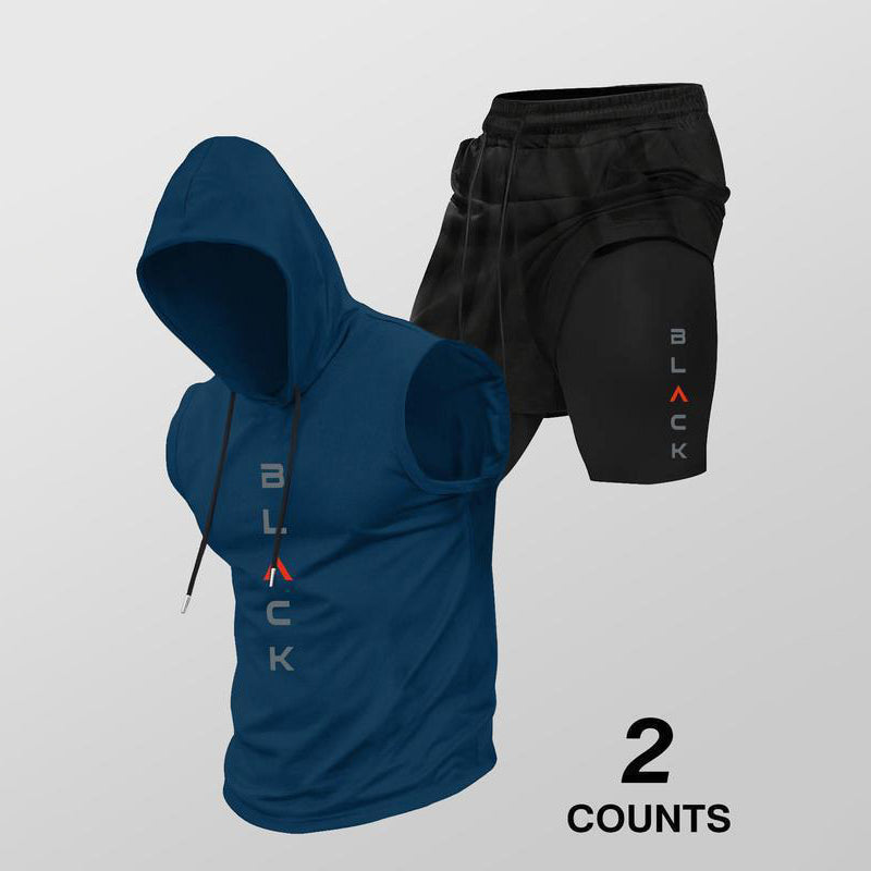 🏃 50% OFF NOW! 💪 Men’s Sleeveless Hoodie & Shorts Set – Athletic & Casual Fit – Breathable & Quick-Dry 🏋️‍♂️