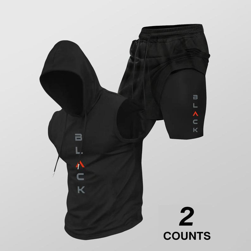 🏃 50% OFF NOW! 💪 Men’s Sleeveless Hoodie & Shorts Set – Athletic & Casual Fit – Breathable & Quick-Dry 🏋️‍♂️