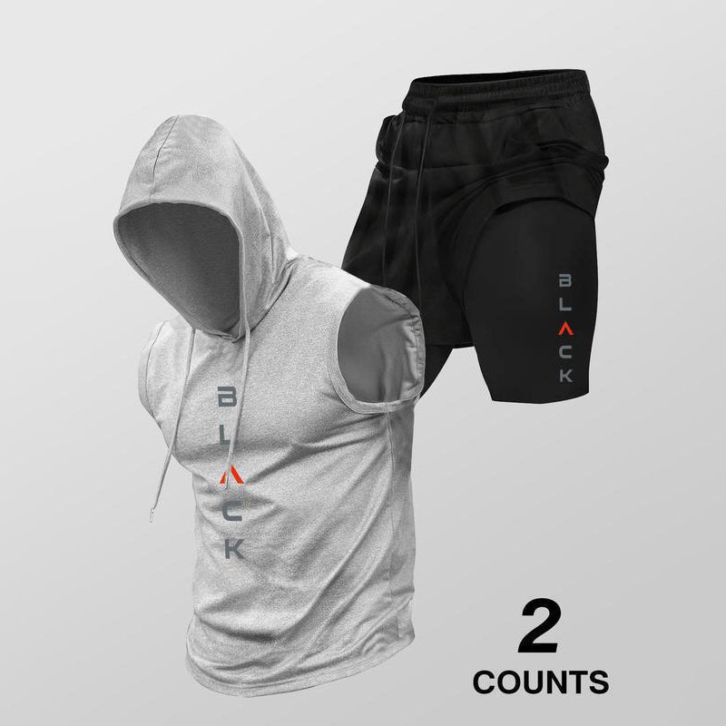 🏃 50% OFF NOW! 💪 Men’s Sleeveless Hoodie & Shorts Set – Athletic & Casual Fit – Breathable & Quick-Dry 🏋️‍♂️