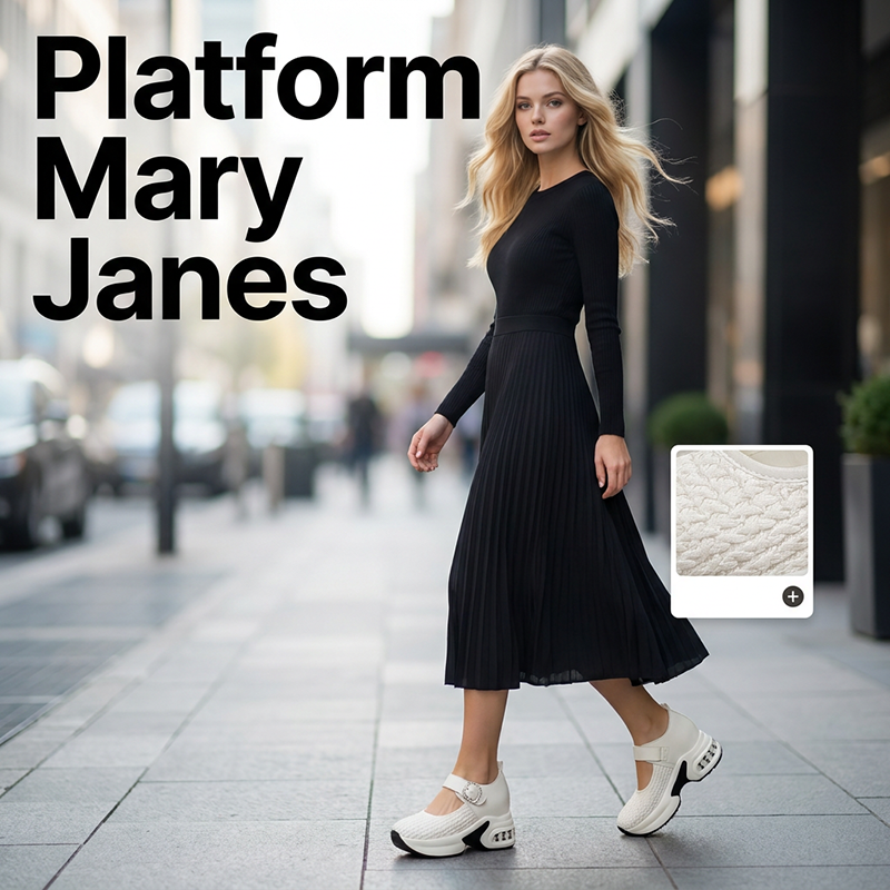 👞 LIMITED-TIME 50% OFF! ✨ Platform Mary Janes – Woven, Breathable, Chunky Sole, Comfortable, Anti-Slip 👡