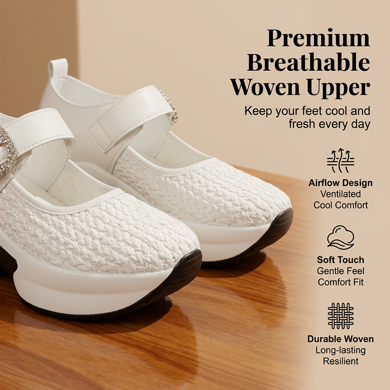 👞 LIMITED-TIME 50% OFF! ✨ Platform Mary Janes – Woven, Breathable, Chunky Sole, Comfortable, Anti-Slip 👡