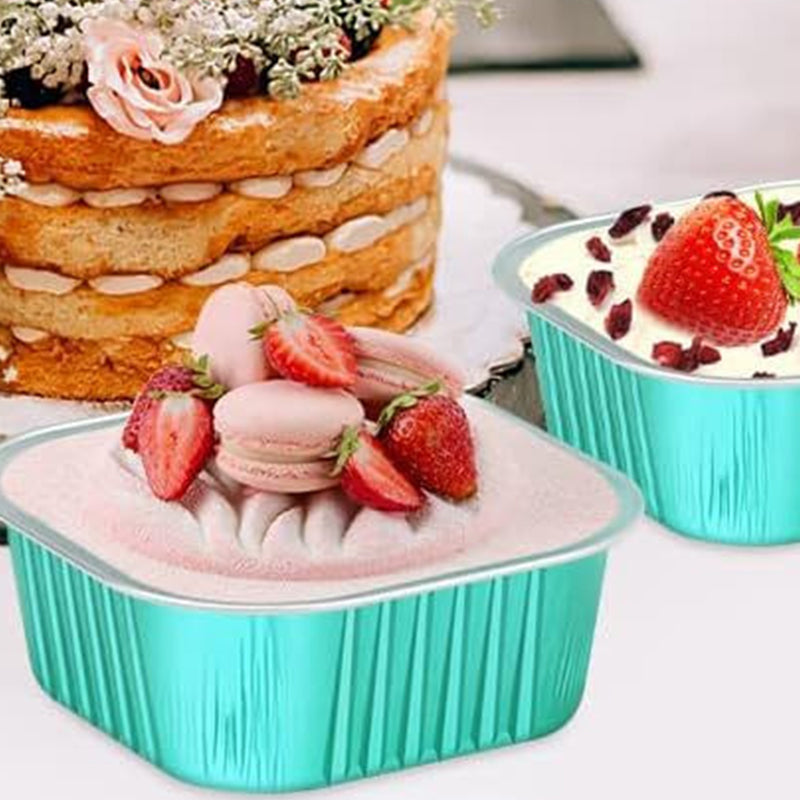 🍰 Disposable Mini Cake Pans Set – 50% OFF! Foil bakeware with plastic lids, 5oz portions – easy clean-up for parties & gifting. ⚡