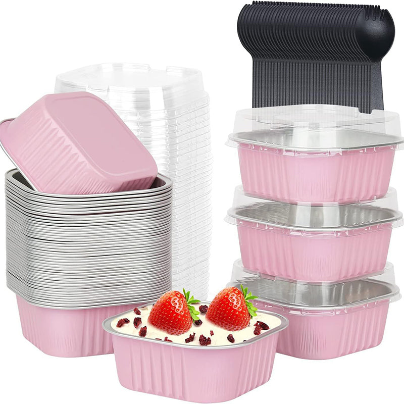 🍰 Disposable Mini Cake Pans Set – 50% OFF! Foil bakeware with plastic lids, 5oz portions – easy clean-up for parties & gifting. ⚡