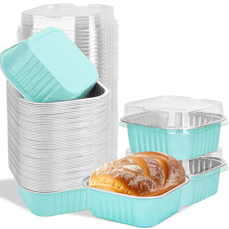 🍰 Disposable Mini Cake Pans Set – 50% OFF! Foil bakeware with plastic lids, 5oz portions – easy clean-up for parties & gifting. ⚡