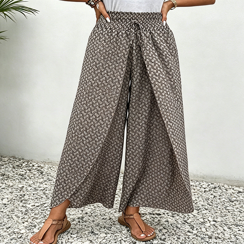 🌷Summer Cool Dea🎉Women's Printed Wide-Leg Drawstring Trousers