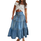 📢📢30% OFF !! ⏰Women's High Waisted Tiered A-Line Denim Maxi Skirt