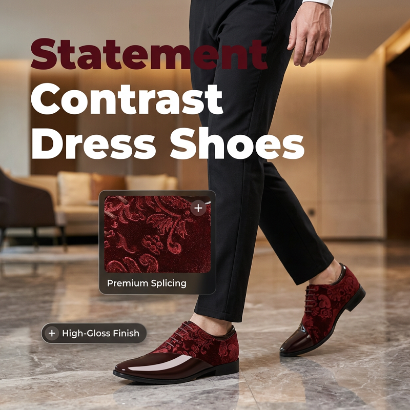 🌞Spring Sale: 50% Off!🤵Luxury Men's Contrast Dress Shoes - High-Gloss & Premium Texture - Perfect for Weddings & Galas - Ergonomic Comfort - The Ultimate Statement Shoe