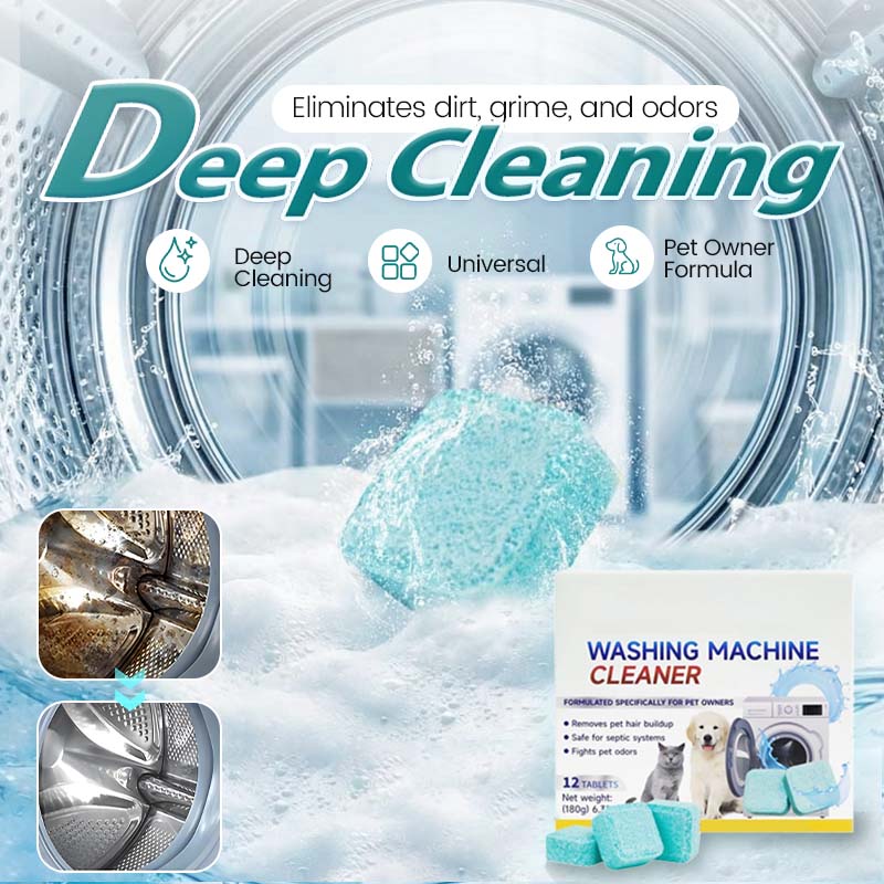 🏆 Last Day Special Price £9.99 ! 🔥Buy 2 Get 1 Free🎁Washing Machine Cleaner – 12 tablets, deep cleans inner tank & pet hair. Removes odours. No mess, just drop & run. 🧼✨