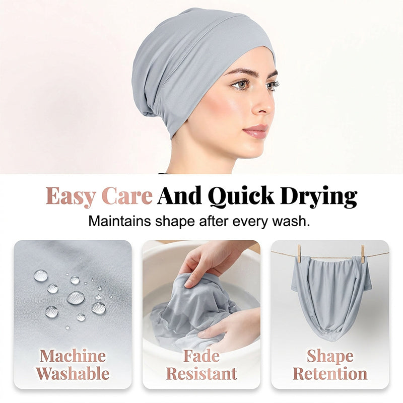 👒 LAST DAY SALE 50% OFF!!🌸 Soft Stretch Turban Cap – Milk Silk Fabric & Anti-Slip Fit – Hair Volume Concealer – Multi-Use Under Scarf 🧣
