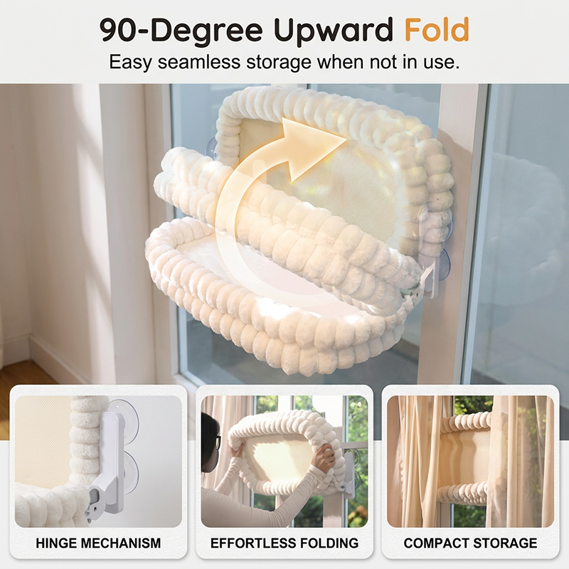 ⏳🔥LIMITED-TIME 50% OFF! ⏰🐱Foldable Suction Cat Window Hammock |Folds Flat Against the Window When Not in Use☁️