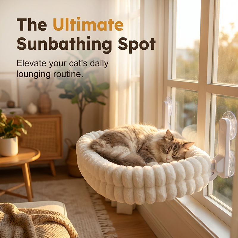 ⏳🔥LIMITED-TIME 50% OFF! ⏰🐱Foldable Suction Cat Window Hammock |Folds Flat Against the Window When Not in Use☁️