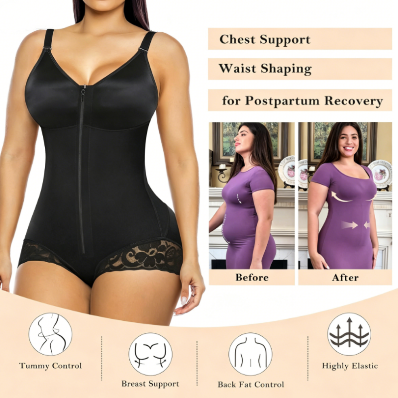 🌸 50% OFF NOW! 🌸Women's Tummy Control Zip-Up Shapewear Bodysuit