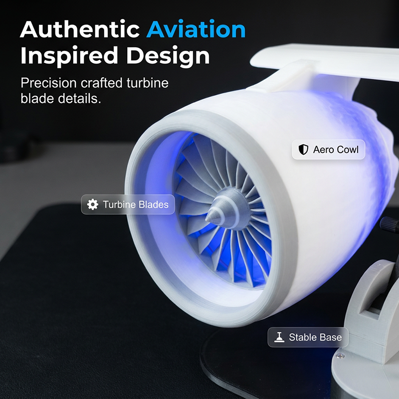 🥳2026 HOT SALE🥳💞50K+ SOLD!✨ 50% OFF! ✈️ Jet Engine Desktop Fan with Cooling Mist – Turbo Airflow, LED Neon Glow, Mechanical Throttle – 3D Printed Aviation Design – for Gaming, Work & Tech Lovers