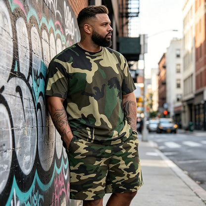 🔥2026 New Arrival ＆ Hot Sale ＆ 50％ Off🔥Men's Camouflage Print T-Shirt & Shorts Set