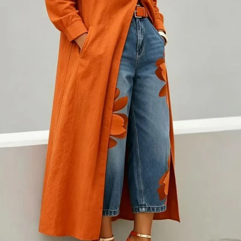 🎁2026 New Arrivals 50% OFF💥 Women's Floral Wide-Leg Jeans – Unique Appliqué, Soft, 6 Colors 🌸