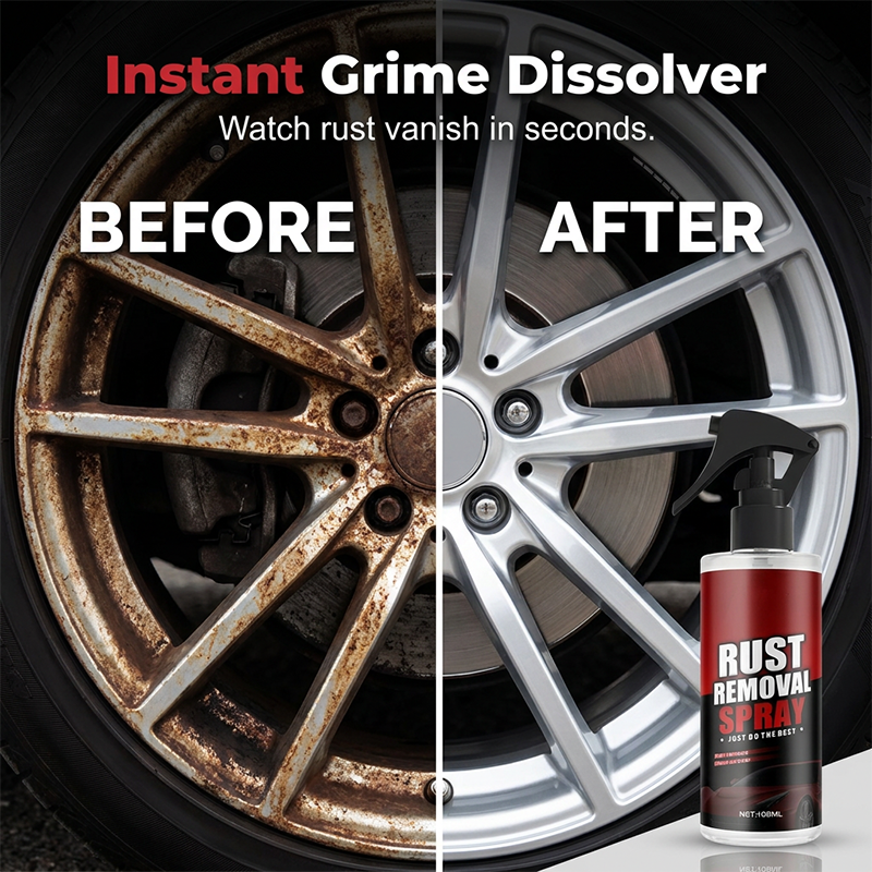 💦Car Wheel Rust Remover & Alloy Rim Cleaner Spray, Removes Brake Dust & Road Grime