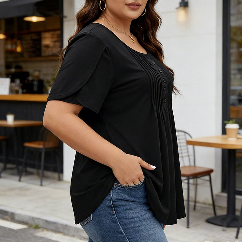 👚 50% OFF NOW! ✨ Women's Pleated Front Puff Sleeve T-Shirt – Soft, breathable & elegant puff sleeves – perfect for work, brunch or spring days 🌸