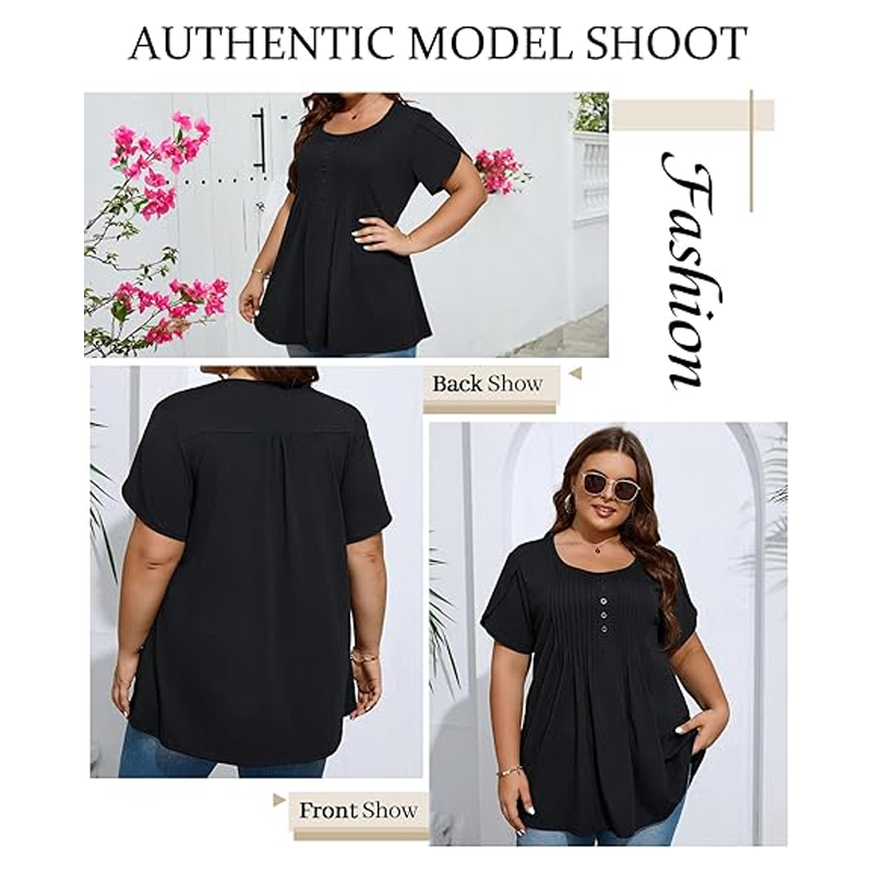 👚 50% OFF NOW! ✨ Women's Pleated Front Puff Sleeve T-Shirt – Soft, breathable & elegant puff sleeves – perfect for work, brunch or spring days 🌸