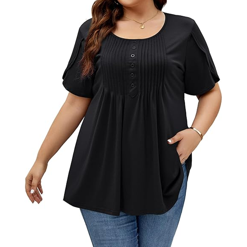 👚 50% OFF NOW! ✨ Women's Pleated Front Puff Sleeve T-Shirt – Soft, breathable & elegant puff sleeves – perfect for work, brunch or spring days 🌸