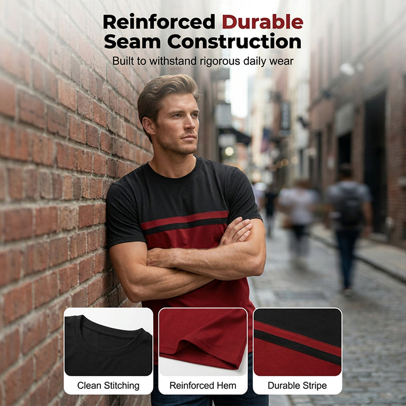 👕 50% OFF NOW! 🎨 Men's Color-Block Crew Neck T-Shirt – Soft cotton, modern cut & perfect for daily wear, sports or casual outings ✨