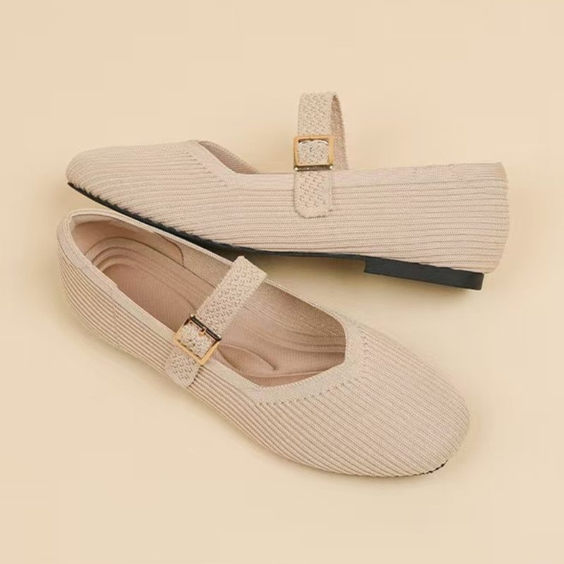 🔥 LIMITED-TIME SALE £12.99!!🎀Breathable Square Toe Ballet Flats – Knit, Lightweight, Comfy 👣
