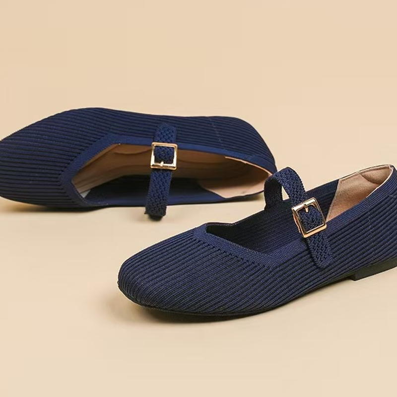 🔥 LIMITED-TIME SALE £12.99!!🎀Breathable Square Toe Ballet Flats – Knit, Lightweight, Comfy 👣