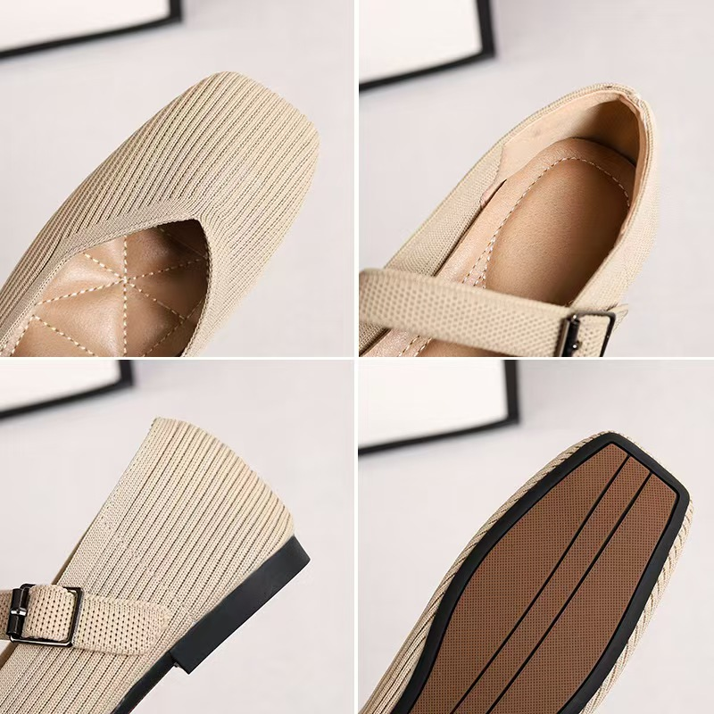 🔥 LIMITED-TIME SALE £12.99!!🎀Breathable Square Toe Ballet Flats – Knit, Lightweight, Comfy 👣