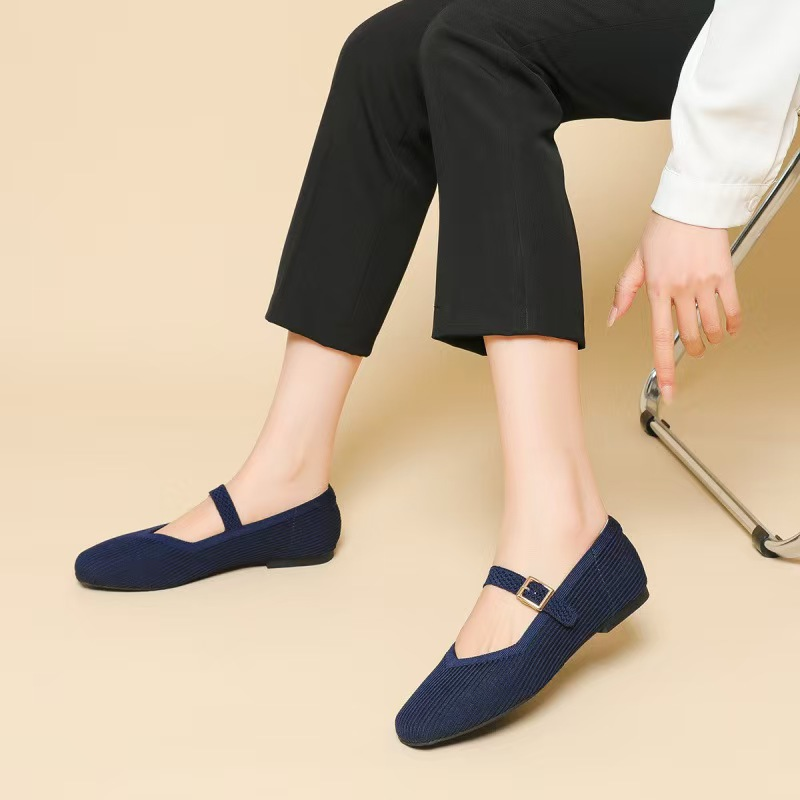 🔥 LIMITED-TIME SALE £12.99!!🎀Breathable Square Toe Ballet Flats – Knit, Lightweight, Comfy 👣
