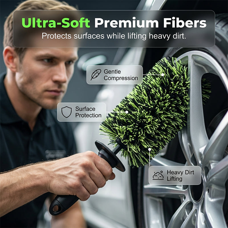 🔥2026 HOT SALE💥 50% OFF🧼Wheel Barrel Cleaning Brush – Deep Reach Microfiber for Rims, Calipers & Engine Bay – Scratch-Free Soft Bristles, Ergonomic Grip + Knuckle Guard – Includes Storage Box