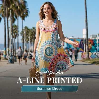 🎁2026 New Arrivals 52% OFF💥Casual Sleeveless A-Line Printed Summer Dress