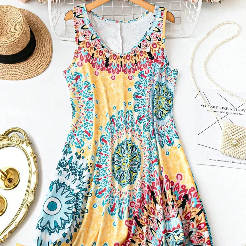 🎁2026 New Arrivals 52% OFF💥Casual Sleeveless A-Line Printed Summer Dress