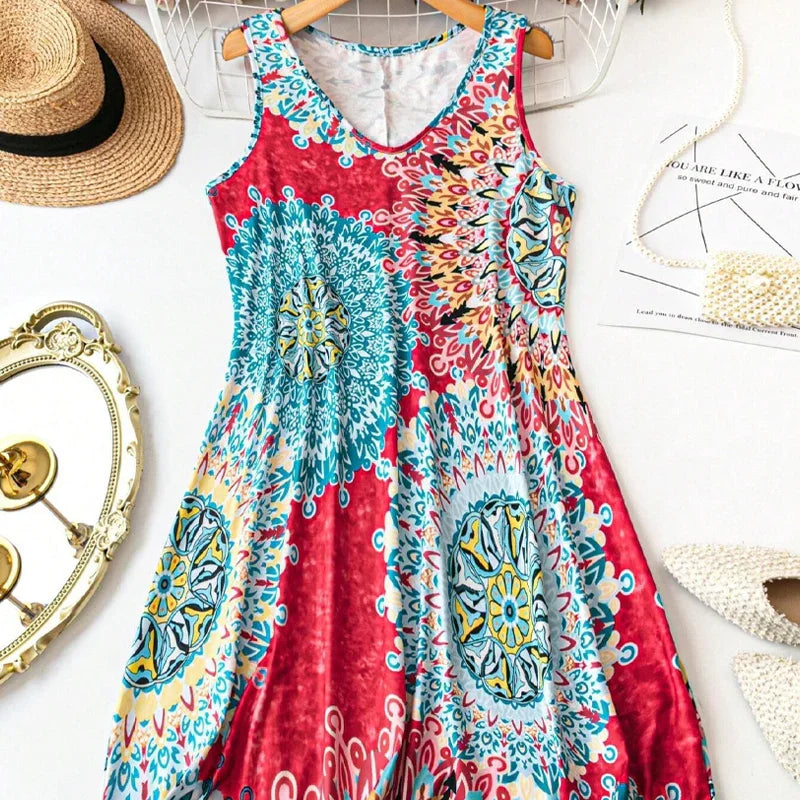 🎁2026 New Arrivals 52% OFF💥Casual Sleeveless A-Line Printed Summer Dress