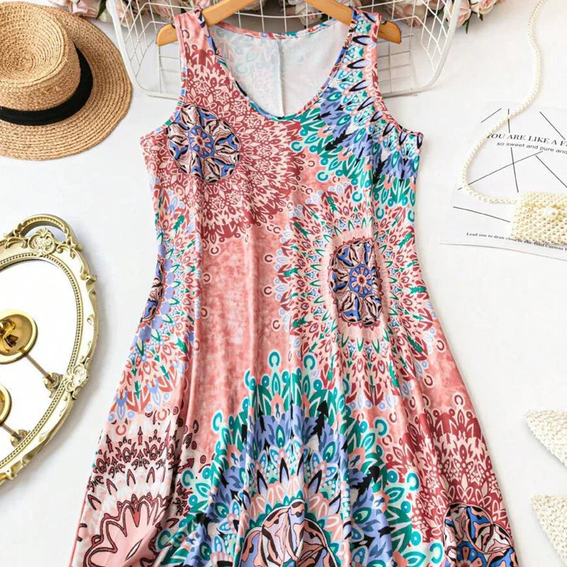 🎁2026 New Arrivals 52% OFF💥Casual Sleeveless A-Line Printed Summer Dress