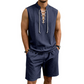 👕Men's Linen Sleeveless Lace-Up Top & Shorts Set🌿