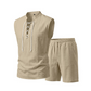 👕Men's Linen Sleeveless Lace-Up Top & Shorts Set🌿