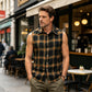 👔 50% OFF NOW!🔥 Men's Plaid Sleeveless Shirt – Raw Edges & Button-Down – 7 Colors Available 🕶️