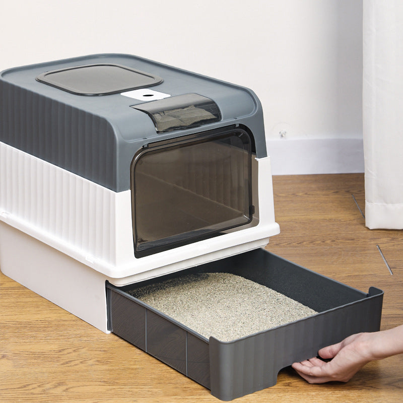 Foldable Drawer-Style Cat Litter Box