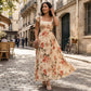 🌸2026 New Arrival🌸 👗 Elegant Floral Print Pleated Maxi Dress ✨– Romantic Square Neck, Ruffle Sleeves & Flowing Floral Skirt🌷