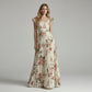 🌸2026 New Arrival🌸 👗 Elegant Floral Print Pleated Maxi Dress ✨– Romantic Square Neck, Ruffle Sleeves & Flowing Floral Skirt🌷