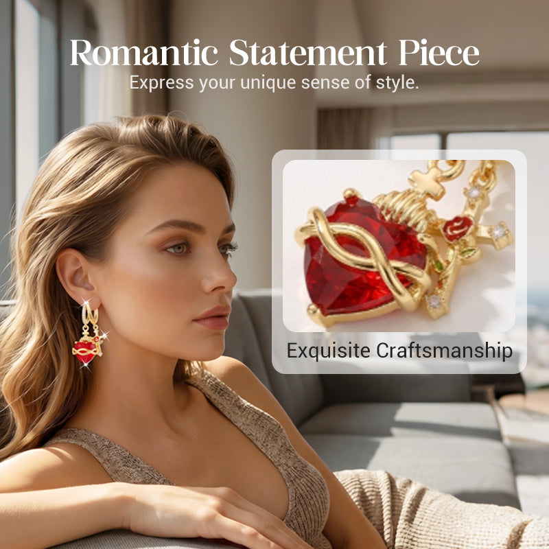 💍 40% OFF! ✨ Red Heart & Cross Earrings – Vintage-Inspired, Dainty, Symbolic ✝️