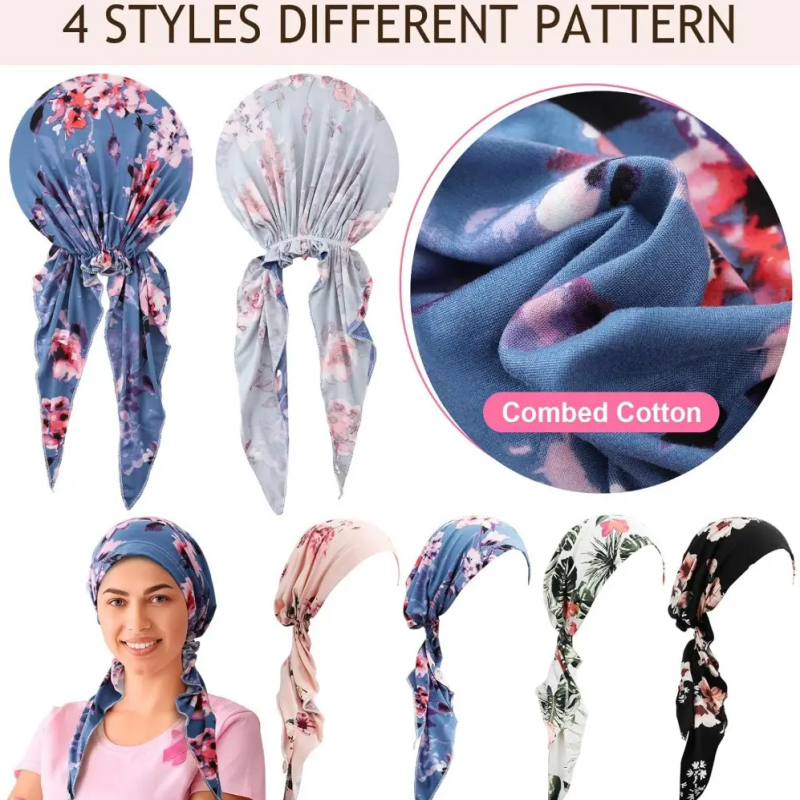 🎁2026 New Arrivals 50% OFF💥Women's Floral Print Pre-Tied Head Scarf Turban – Soft, Elastic, Versatile 🌸