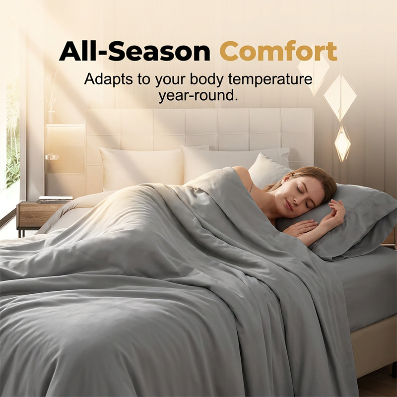 Breathable Solid Color Cooling Bed Sheet Set