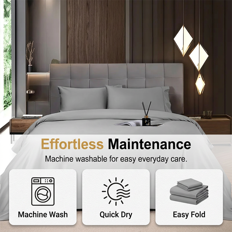 Breathable Solid Color Cooling Bed Sheet Set