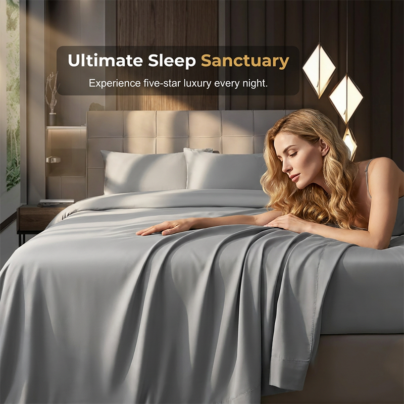 Breathable Solid Color Cooling Bed Sheet Set