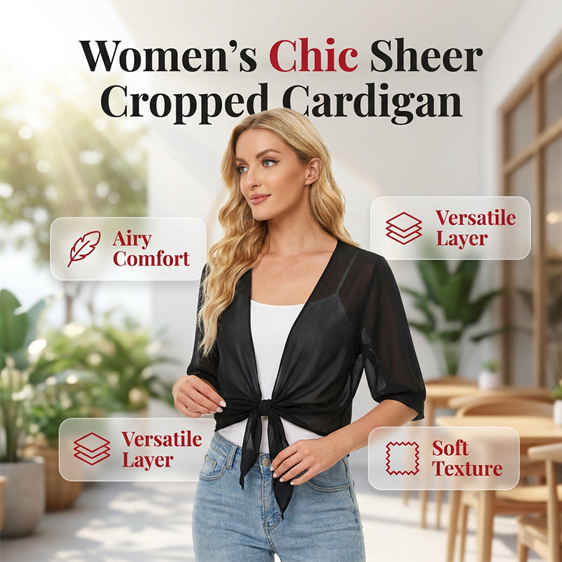 📢📢50% OFF !! ⏰Women's Elegant Chiffon Tie-Front Cropped Top