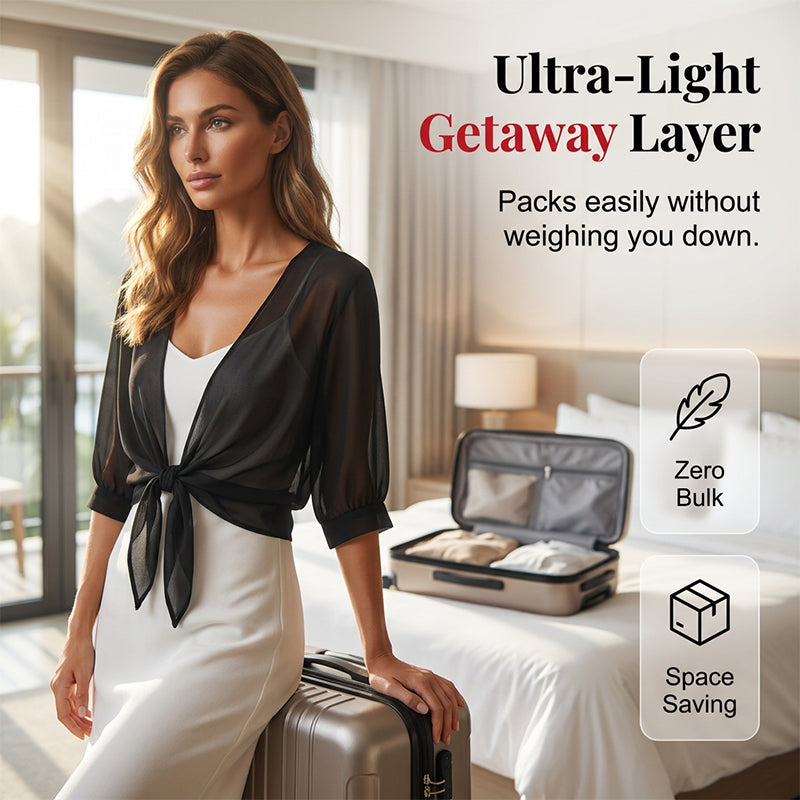 📢📢50% OFF !! ⏰Women's Elegant Chiffon Tie-Front Cropped Top